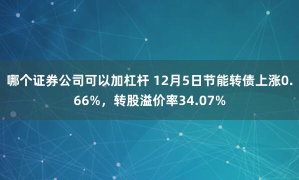 哪个证券公司可以加杠杆 12月5日节能转债上涨0.66%，转股溢价率34.07%