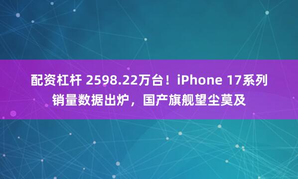 配资杠杆 2598.22万台!iPhone 17系列销量数据出炉,国产旗舰望尘莫及